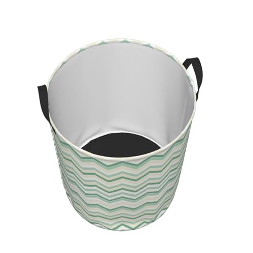 Aqua Blurry Abstract Zig Zag Print Round Waterproof Oxford Cloth Laundry Basket Multi-Purpose Storage Basket Toys Books Clothes Storage Basket - color: Black 10