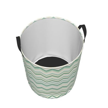 Aqua Blurry Abstract Zig Zag Print Round Waterproof Oxford Cloth Laundry Basket Multi-Purpose Storage Basket Toys Books Clothes Storage Basket - color: Black 10