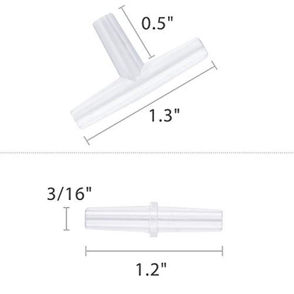 Pawfly 20 Pack Aquarium Air Valve Connector White Plastic Inline Tubing, 3-Way T & Straight - color: 2 Kinds(20 Pack)
