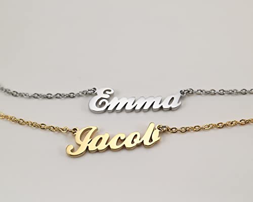 Name Necklace Personalized Engraved Name Pendant for Womens Friends - style: Brat - Silver
