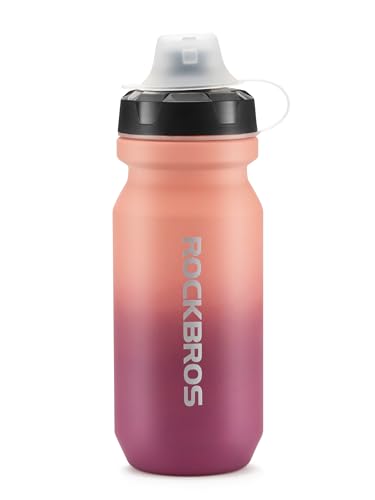 ROCKBROS Bike Water Bottle 20OZ,Gradient Soft Touch Design,BPA-Free Leak-Proof Squeeze Bottle with Wide Mouth for Easy Cleaning,for Cycling,Hiking,Gym,Sports,Gradual Red - color: Gradual Grey