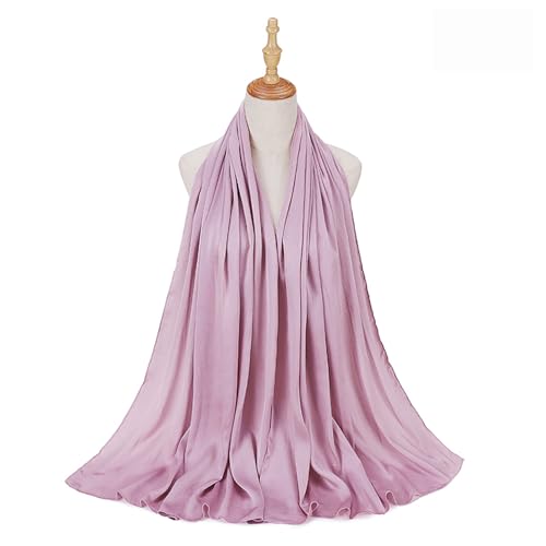 Luxury Silky Satin Hijab for Women, Shimmer Crinkle Muslim Head Scarf, Graceful Feminine Charm - color: Lilac