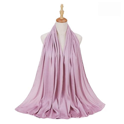 Luxury Silky Satin Hijab for Women, Shimmer Crinkle Muslim Head Scarf, Graceful Feminine Charm - color: Lilac