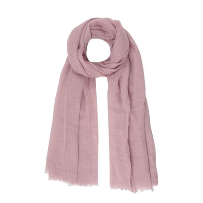 Nydotd Women Summer Cotton Linen Scarf Crinkle Long Beach Shawl Wrap hijab with Fringe - color: Dusty Pink