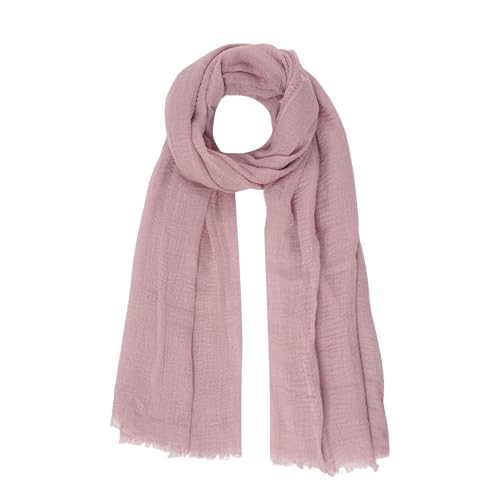 Nydotd Women Summer Cotton Linen Scarf Crinkle Long Beach Shawl Wrap hijab with Fringe - color: Dusty Pink