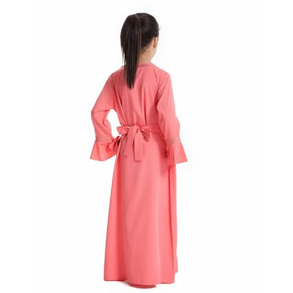 Girls Abaya Muslim Dress Hijab Islamic Kids Kaftan Long Sleeve Modest 2 Piece Set Prayer Gown Middle East A2 - color: Watermelon Red, size: 7-8 Years