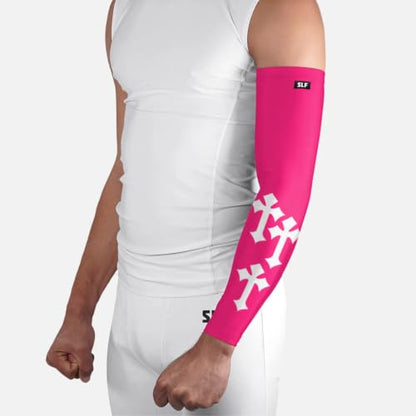 Faith Cross White and Black Arm Sleeve - color: Gothic Cross Pink, size: X-Large