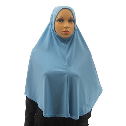 Women's Instant Hijab Muslim Headscarf Prayer Scarf Soft Breathable Stretchy Wrap - color: Sky Blue