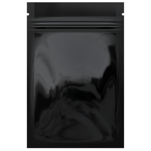 Mylar Style Barrier Bags – Zipper w/Heat Seal – 100 Bags (Gloss Black/Gloss Black, 1 Gram - 3?x4.5?) - color: Gloss Black / Gloss Black, size: 3x4.5 Inch (Pack of 100)