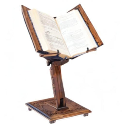 Adjustable Carved Wooden Book Stand | Quran, Bible, Torah Holder Lectern | Dictionary, Cookbook Stand