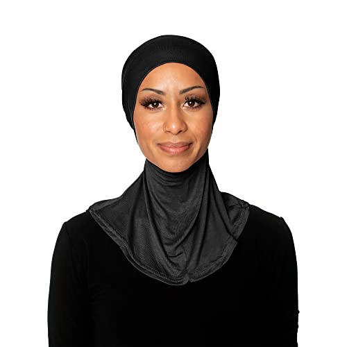 TheHijabStore.com Women's Ninja Hijab Under Scarf with Comfortable Elastic Neck Full Instant Coverage Bonnet Caps - color: Black