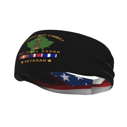 War Combat Veteran National Guard Sports Sweatband Headband, Moisture Wicking, Non-Slip, for Running, Workout17
