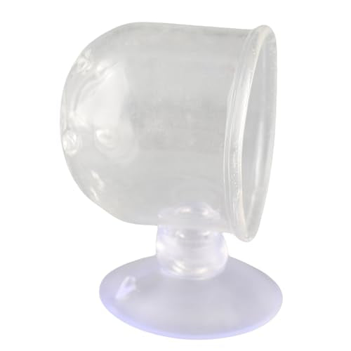 Aquarium Feeding Cup Fish Feeder Glass Acrylic Suction Cup Container for Freshwater Saltwater Tanks with Premium Suction Red Live Food Feeder (Glass Perforated (Suitable for nematodes)) - size: Glass perforated cup (suitable for nematodes)