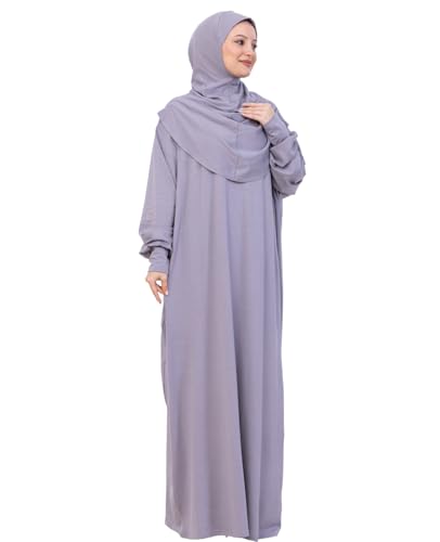 Prien Prayer Dress For Women, Cotton Muslim Abaya, Soft Hijab, Elegant Turkish Islamic Wear For Eid, Ramadan, Umrah, Hajj - color: Grey