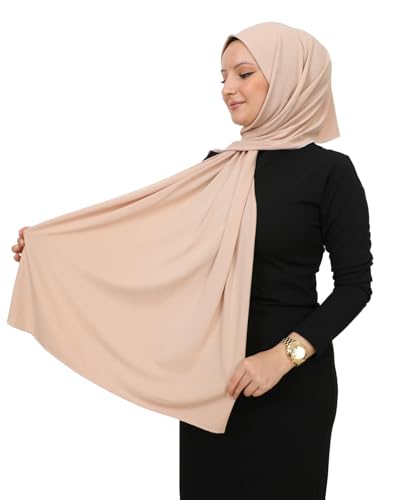 Prien Hijab for Women Viscose Scarf Lightweight Muslim Hijabs Long Shawl Islamic Scarves Turkey Silk Headscarf for Womens - color: Beige