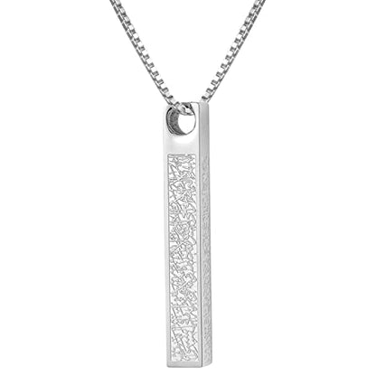 Qitian Islamic Jewelry Gifts for Women Muslim Pendant Gold Allah Arabic 3D Bar Necklaces Ayatul Kursi Necklace Islam Eid Ramadan Gifts for Women Men - color: F--Silver-Muslim Necklace for Men
