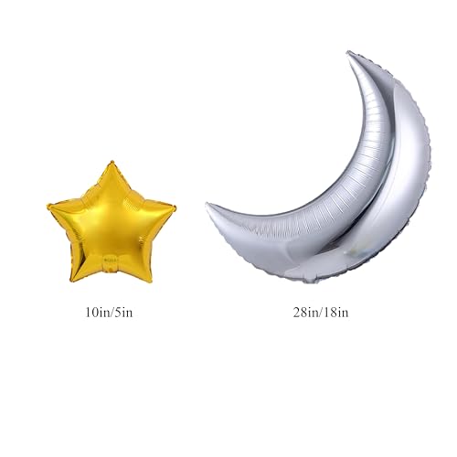 8PCS Eid Mubarak Balloons,Eid Al Adha Decorations,Eid Gifts for Kids,Gold Goat Balloon, Purple Lantern, Silver Moon & Gold Star Foil Balloons for Eid Mubarak Party