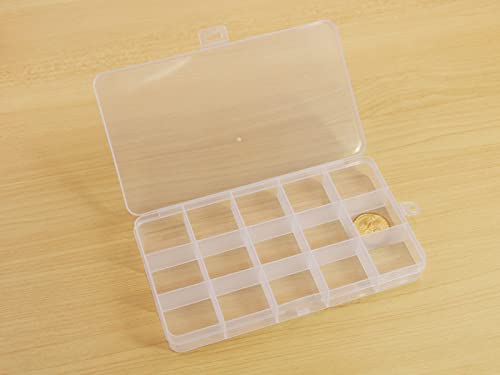 8 Pack 15 Grids Plastic Bead Organizer Box 6.8 * 3.86 * 0.87 inches Clear Storage Container Jewelry Case with Fixed Dividers for Rings, Earrings, Nail Art, DIY Crafts, Fishing Tackles - size: 8pcs 15 Grids Box