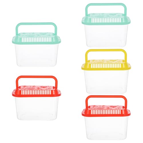 YARNOW 5pcs Small Portable Fish Tank, Travel Aquarium Transfer Container for Pet Fish, Transportable Solution for Kids, Car Trips, Beach & Temporary Transfer 5.3x3.4x2.8in - color: Light Green