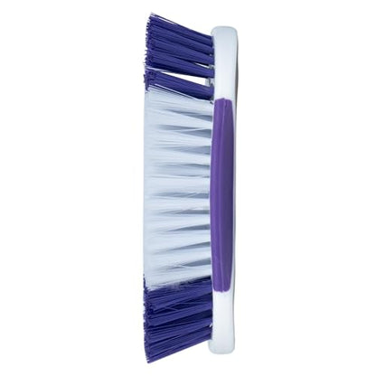 Fabuloso Compact Hand Scrub Brush, White and Purple, 6 Inch | Easy-grip rubber texture with firm bristles for kitchen, bathroom, tile, and baseboards - size: Hand-Held Scrub Brush