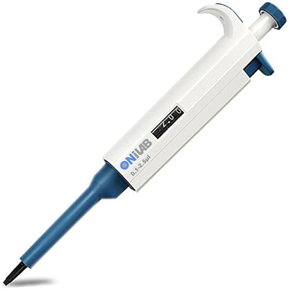 ONiLAB Single Channel Adjustable Pipettor, Micropipette 0.1-2.5μL | Ergonomic Design,Clear Volume Display,Adjustable Volume Control,Autoclavable - size: 0.1-2.5μl