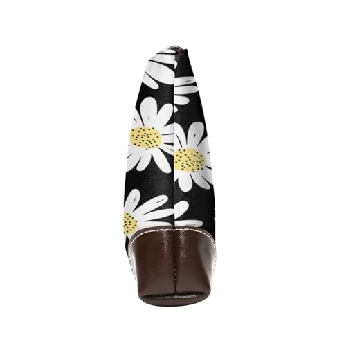 Leather Clutch Purse for Women, Large Capacity Wristlet Wallet with Removable Strap, Zip Handbag - color: Daisy Flowers