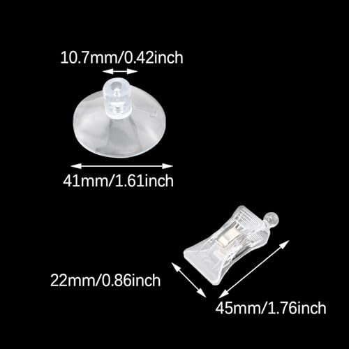 12PCS 48mm Transparent Flexible Plastic Fish Vegetable Seaweed Suction Cup Holder Fish Tank Feeding Clip for Holding Leaves and Kelp