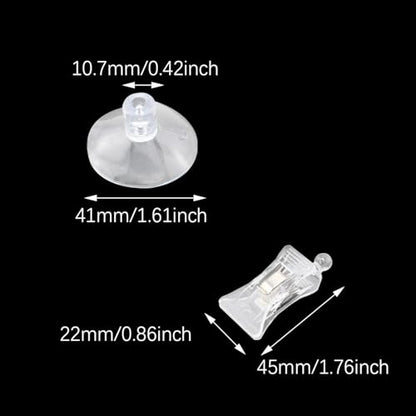 12PCS 48mm Transparent Flexible Plastic Fish Vegetable Seaweed Suction Cup Holder Fish Tank Feeding Clip for Holding Leaves and Kelp