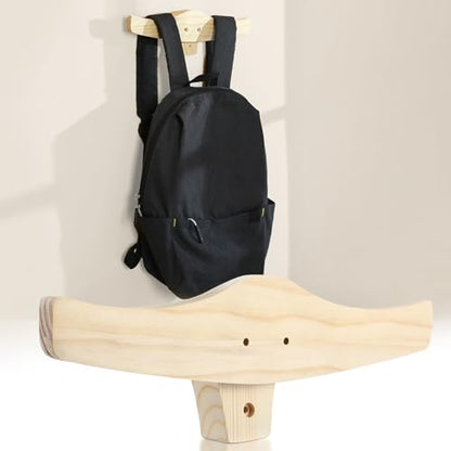 Chunful Backpack Rack Wood Wall Mount Backpack Hanger Heavy Duty Wall Mounted Rustic Wooden Hook Organizer for Hanging Backpacking Traveling Bag Clothes Coats