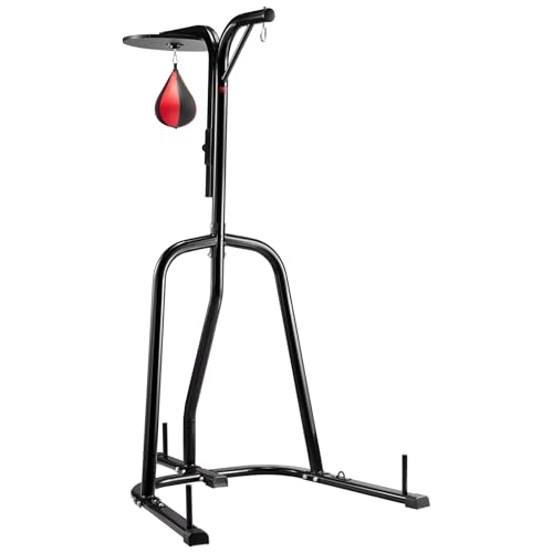 VEVOR Punching Bag Stand, Steel Heavy Duty Workout Training Equipment, Adjustable Height Boxing Punching Stand with Weighted Base, Holds Up to 140 lbs, Freestanding Sandbag Rack for Home Gym Fitness - style: 2 in 1 Freestanding Sandbag Rack