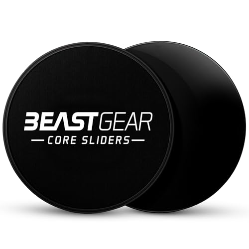 Core Sliders by Beast Gear – Double Sided Gliding Discs for Abdominal Exercises - Carpet and Hard Floors