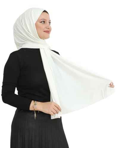 Prien Hijab for Women Viscose Scarf Lightweight Muslim Hijabs Long Shawl Islamic Scarves Turkey Silk Headscarf for Womens - color: Cream