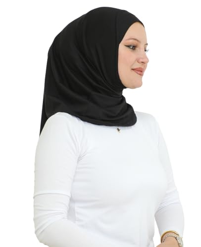 Prien Sport Instant Hijab For Women, Muslim Cotton Turban, Soft Head Scarf, Ready To Wear Hijabs Prayer Clothes, Islamic Wear - color: Black