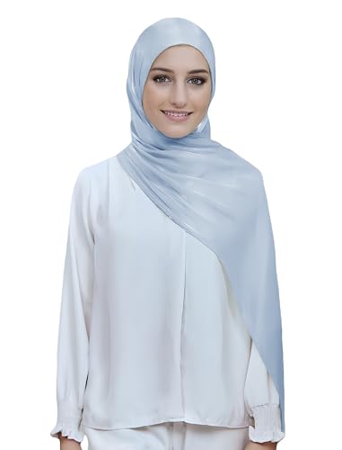 Lina & Lily Sheen Shimmer Women's Crepe Scarf Shawl Wrap Head Hijab Lightweight - color: Light Blue