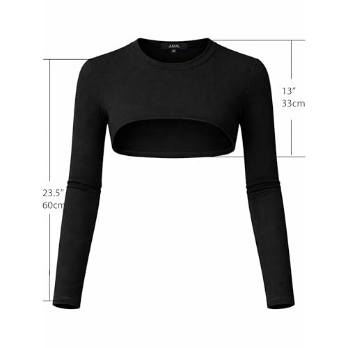 Women’s Cotton Arm Sleeves Bolero, Modest Long Sleeve Cover, Crew Neck Layering Top - color: Black #1, size: XX-Large