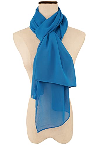 YOUR SMILE for Women Lightweight Breathable Solid Color Soft Chiffon Long Fashion Scarves Sun-proof Shawls Wrap - color: Blue