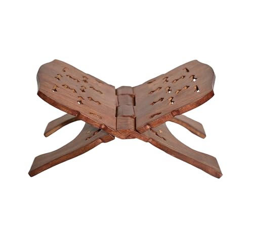Goofy Turtle Wooden Rehal Book Stand Folding Book Holder for Quran Geeta Bible Puja Religious Book Stand Wooden Carved Book Rest Multipurpose Reading Stand