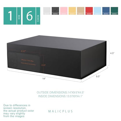 6 Large Black Gift Boxes with Magnetic Lid 13.5x9x4.1 Inch - color: Black, size: 1 Count (pack of 6)
