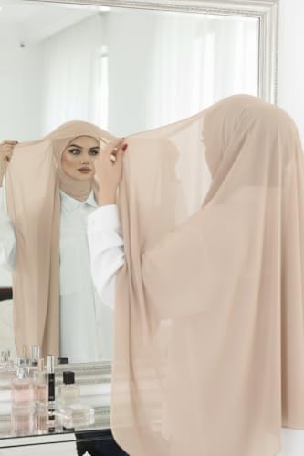Instant Chiffon Hijab, Ready to wear hijab, modal wrap, Abaya, modern Instant Scarf, Soft breathable scarf - color: S5 Beige