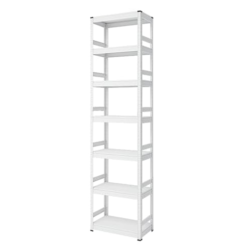20 Gallon Metal Fish Tank Stand, Freestanding Adjustable Bookshelf Storage Shelves, ,Heavy-Duty Industrial Microwave Stand, Kitchen Utility Organizer for Home Office(60x30x228cm(24x12x90inch), White) - color: White, size: 60x30x228cm(24x12x90inch)