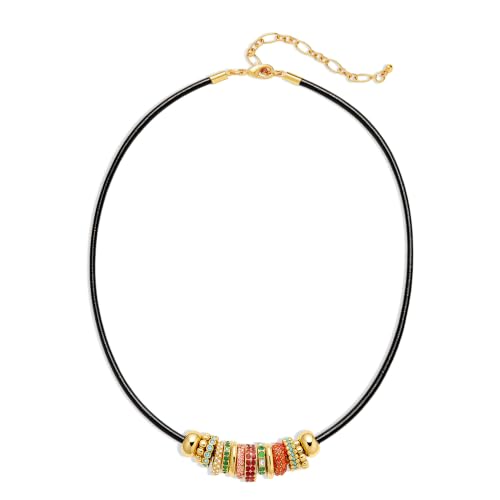 Paracord Rope Choker Necklace with Pendant for Women - color: Colored rhinestones