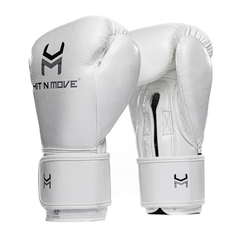 HIT N MOVE Süvari Horsehair Boxing Gloves Hook and Loop, Lace-Up Boxing Gloves Men, Boxing Equipment, MMA Gloves Men, UFC Gloves Horsehair and 100% Cow Leather - size: 14 Oz, style: Hook and Loop WHITE