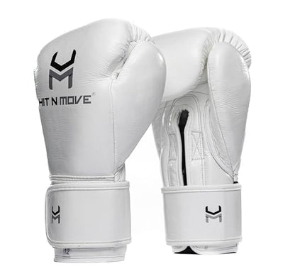 HIT N MOVE Süvari Horsehair Boxing Gloves Hook and Loop, Lace-Up Boxing Gloves Men, Boxing Equipment, MMA Gloves Men, UFC Gloves Horsehair and 100% Cow Leather - size: 14 Oz, style: Hook and Loop WHITE
