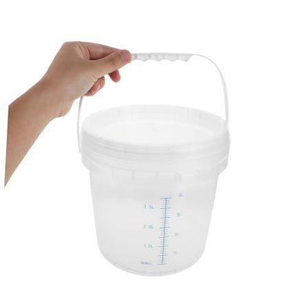 Clear Plastic Bucket with Lid: 5l Thickened Measuring Pail for Accurate Liquid Measurement - Handheld Bucket for Kitchen and Laboratory