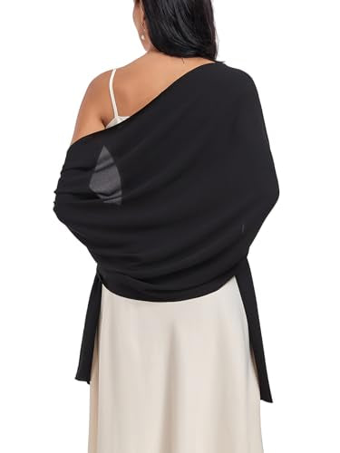 Shawls and Wraps Soft Chiffon Scarve Scarf For Evening Party Dresses Wedding Stole - color: Black1
