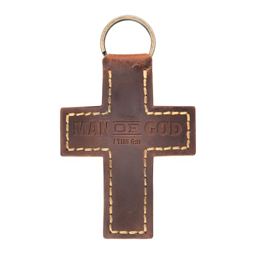 Logos Trading Post Leather Keychain - Hand-Stitched Genuine Cowhide Leather Keychain Strap - color: Man of God