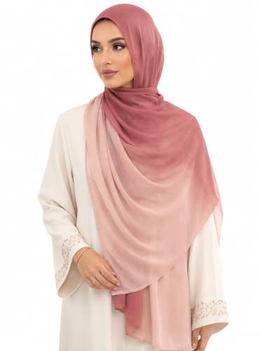 Modal Feel Hijab Scarf for Women, Lightweight Ombre Dual Color - color: 8#opink