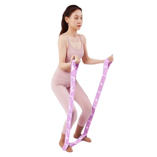 Yoga Strap with 10/12 Loops - Multi-Functional Stretch Band for Pilates, Dance, Gymnastics, Physical Therapy, Flexibility & Resistance Training, Ballet, Latin Workouts - color: Purple