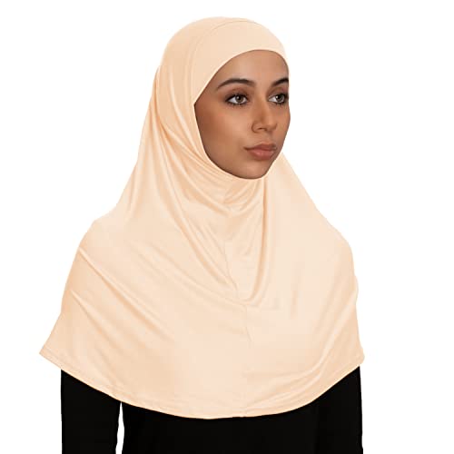 TheHijabStore.com Women's 2 Piece Amira Jersey Hijab - Soft Modal Stretch Head Scarf with Tube Under Scarf Cap - color: Cream