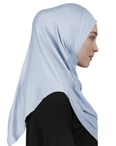 Lina & Lily Modal Jersey Muslim Amira Instant Hijab Scarf One Piece Ready-To-Wear - color: Baby Blue